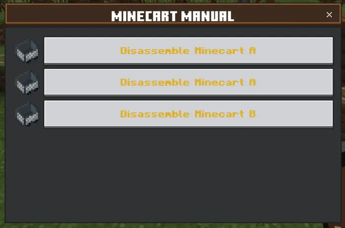 Minecart manual with disassemble options