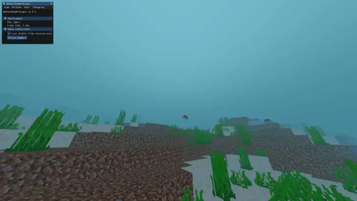Underwater scene with enhanced lighting effects