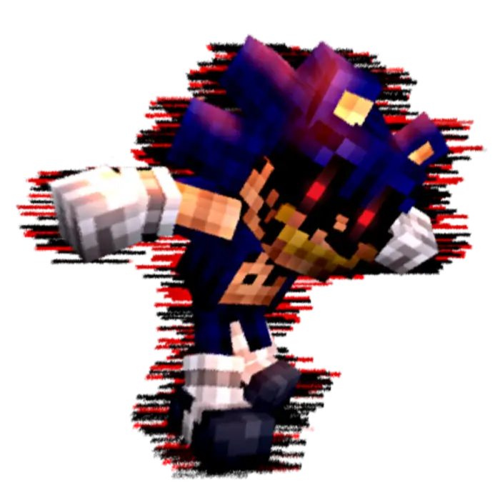 Pixelated Sonic.EXE character with red eyes