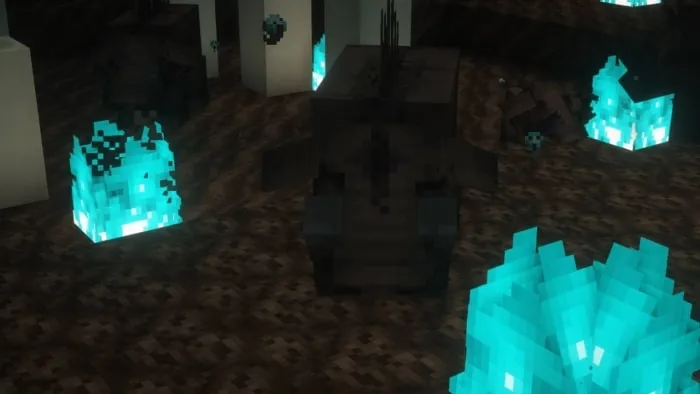 Dark hoglin with glowing blue flames