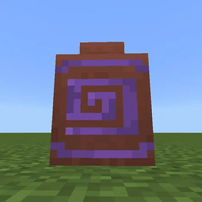 Colorful decorative pot with purple spiral