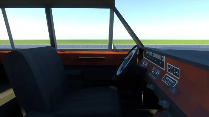 Blocky car interior with dashboard and seat