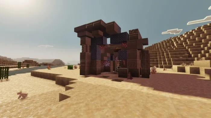Ancient stone ruin in a sandy desert
