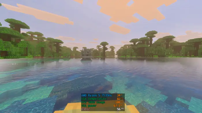 Enhanced water and lighting in blocky world