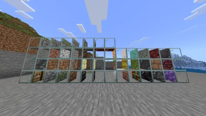 Glass-framed blocks with see-through sides