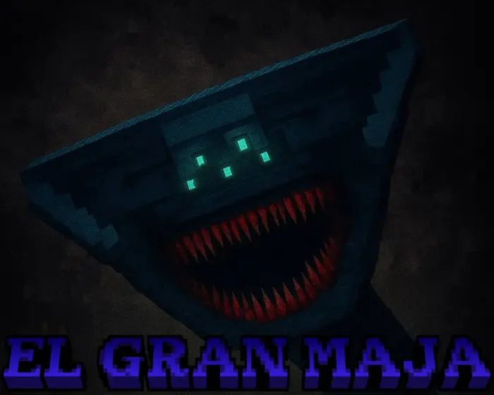 Ancient sea monster with glowing eyes, teeth
