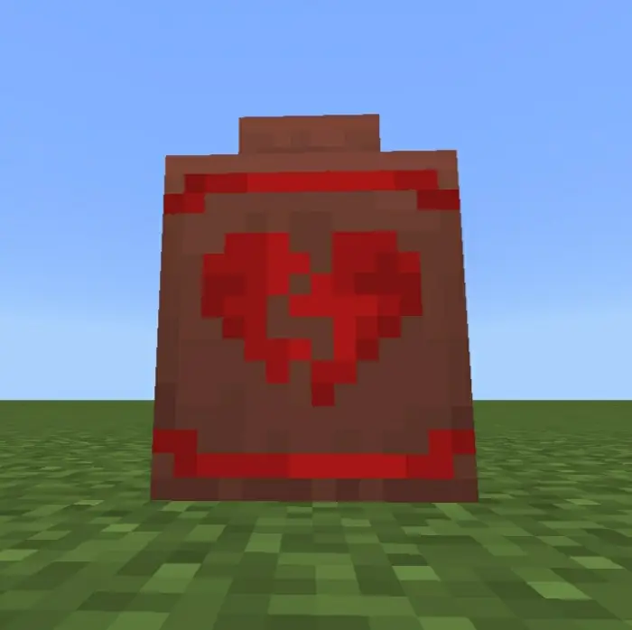 Pixelated pot with red heart design