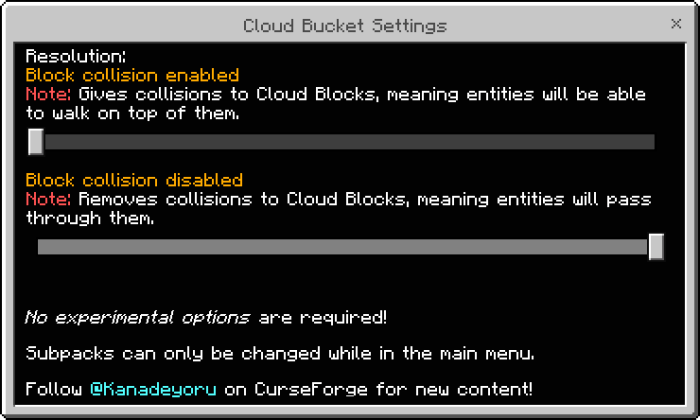 ALT Cloud Bucket collision settings menu
