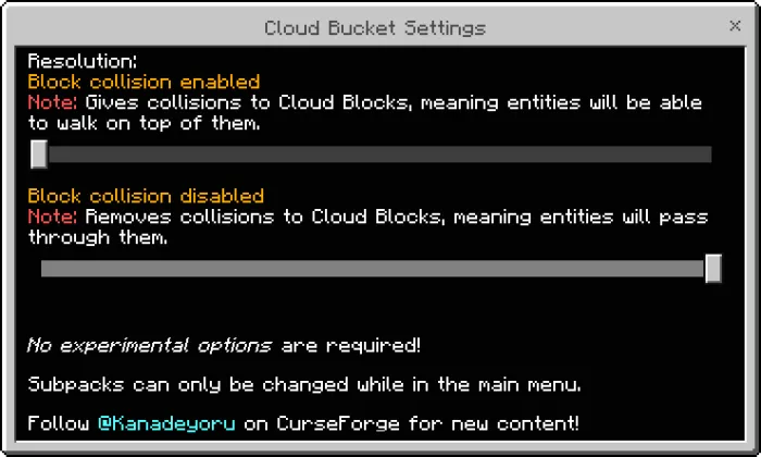 ALT Cloud Bucket collision settings menu