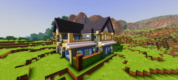 Modern starter house in grassy plains