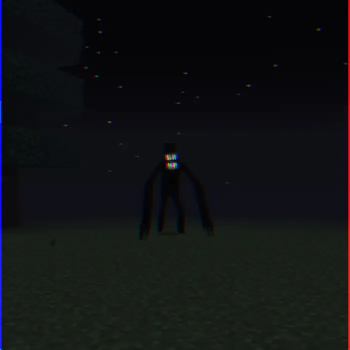Creepy tall creature with glowing mouth at night