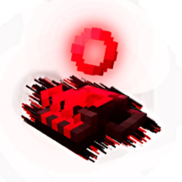 Pixelated red entity with glowing aura