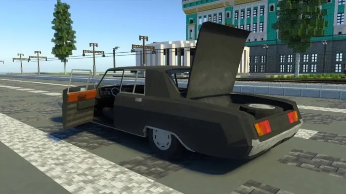 Blocky Zil 117 sedan with open doors and trunk