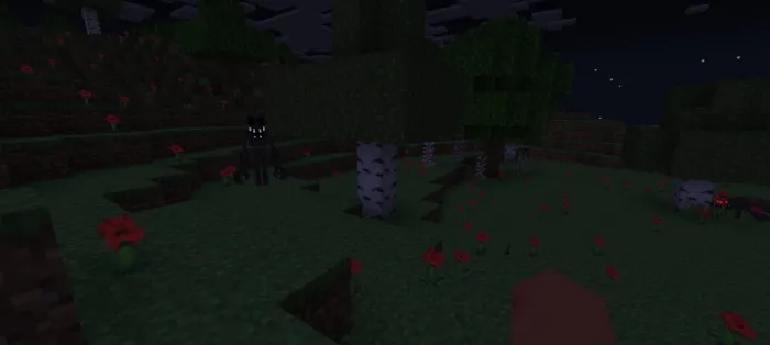 Creepy creature lurking at night in forest