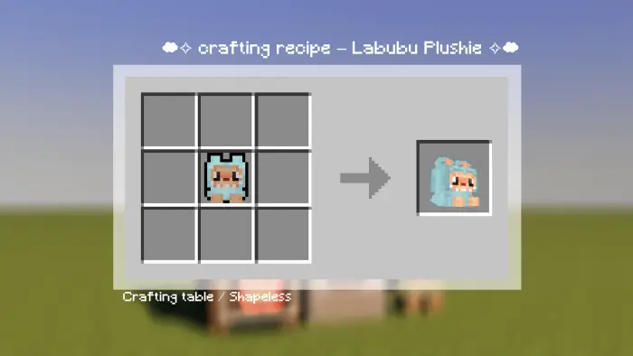 Labubu plushie crafting recipe shown