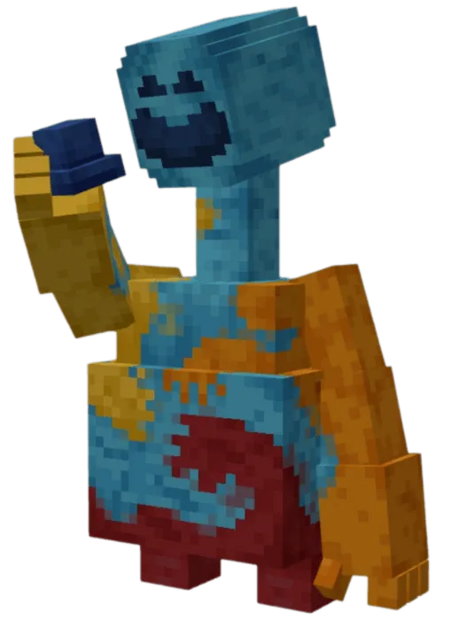 Blocky blue and orange Huggy Wuggy character