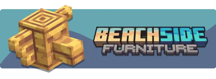 Blocky wooden chair and Beachside Furniture text