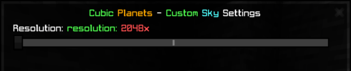 Settings menu for Cubic Planets Custom Sky
