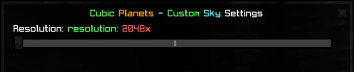 Settings menu for Cubic Planets Custom Sky