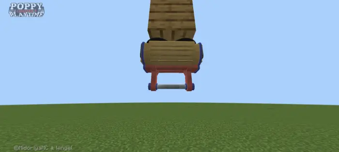 Wooden cart hovers above grassy field