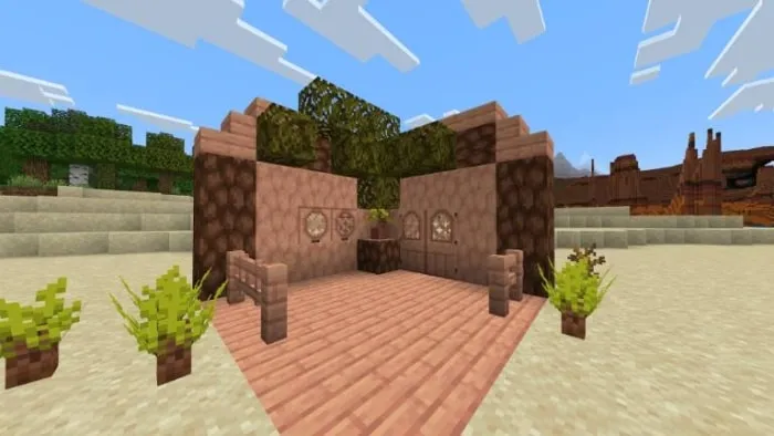 Small house with new blocks and foliage
