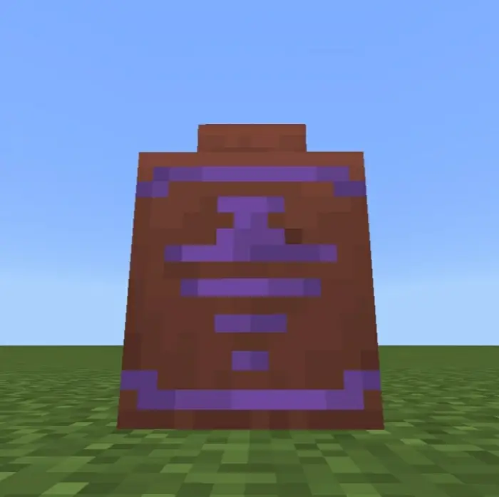 Colorful pixelated pot with purple patterns