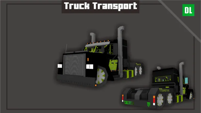 Blocky black and green racing truck mod