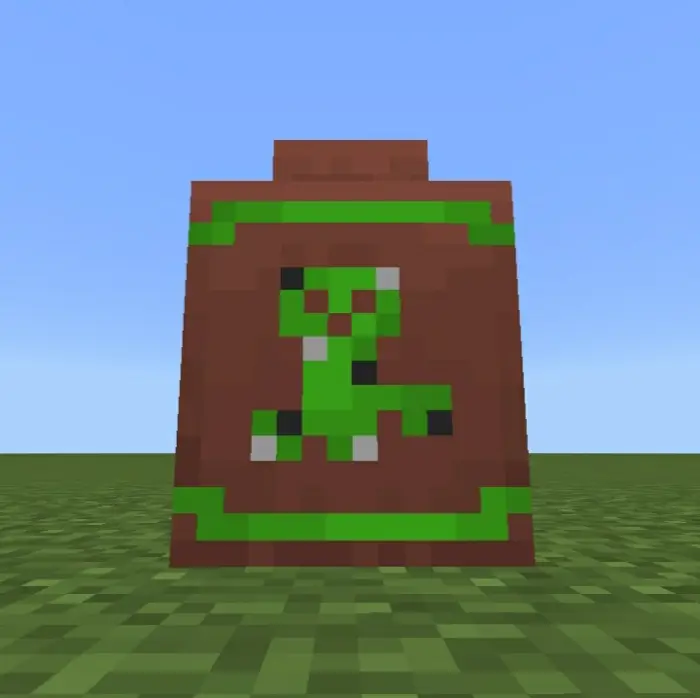 Colorful pixelated pot with green creeper design