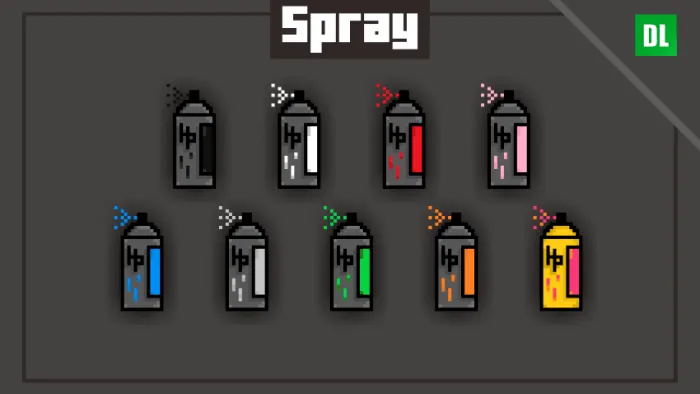 Pixel spray paint cans in various colors