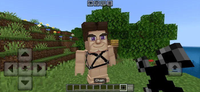 Grotesque Steve character with menacing look