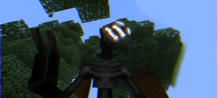 Horror creature with glowing head in forest
