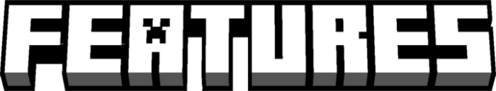 ALT Blocky FEATURES text with pixel art style