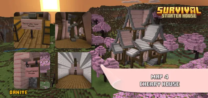 Cherry wood starter house with pink trees