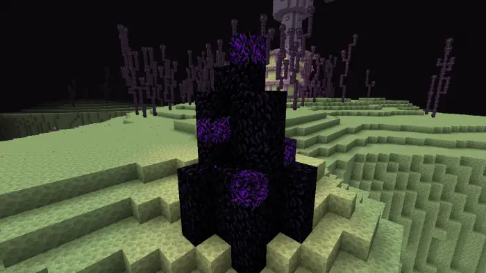 Dark crystal formation on alien terrain