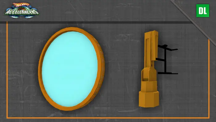 Golden portal and futuristic device model