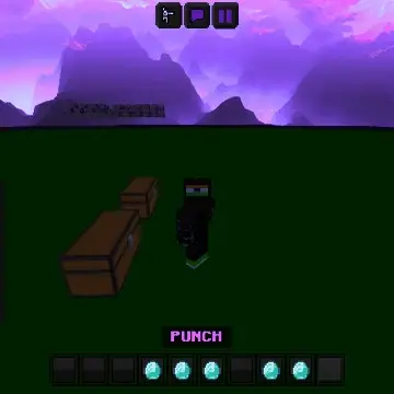 Character ready to punch near chests at dusk