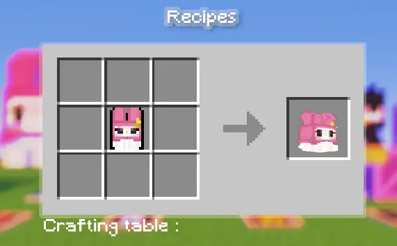 Sanrio pink hood crafting recipe shown