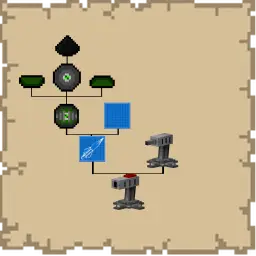 Crafting recipe diagram for turret assembly