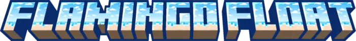 Blocky Flamingo Float text with beach design