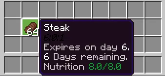 Steak item with expiration and nutrition info