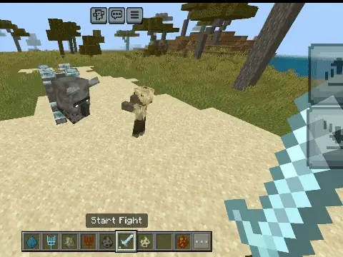Two mobs facing off on a sandy terrain