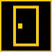 Yellow outlined door icon on black background