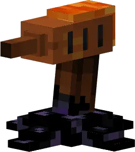 Blocky automated turret on a black base