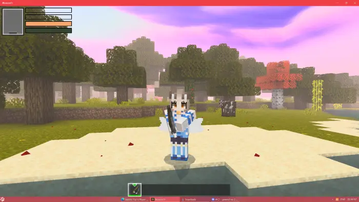 Player with custom animation on sandy shore