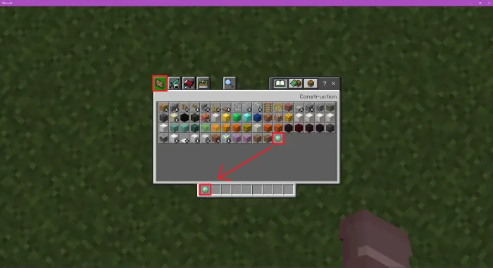 ALT Selecting a block from the build menu