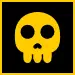 Yellow skull icon on black background
