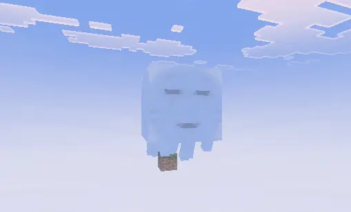Large floating ghost above a single block