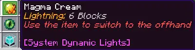 Magma Cream tooltip with dynamic lighting info