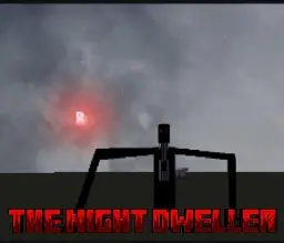 Dark creature with long arms under stormy sky