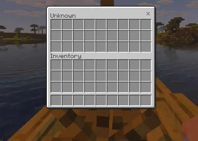 Boat inventory interface over calm water.